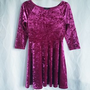 F21 Crushed Velvet Skater Micro Mini Dress